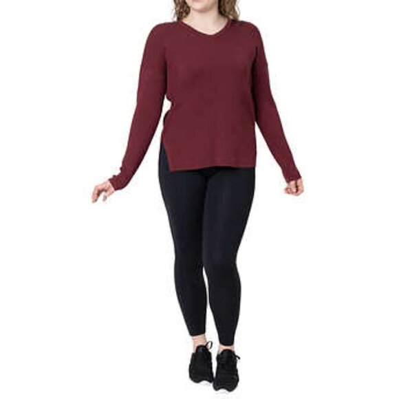 NWOT Elle V-neck Knit Long Sleeve Sweater | Burgundy - Picture 4 of 7